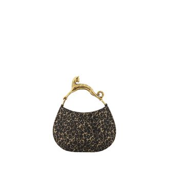 Lanvin Hobo Cat Small Raffia Bag With A Leopard Print And Cat Handle in Beige/black at Nordstrom