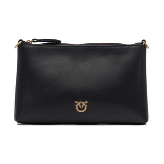 Pinko Zwarte Crossbody Tas Elegant Chic Ontwerp - Dames - Clutches - Zwart - ONE Size - Leer - Tassen