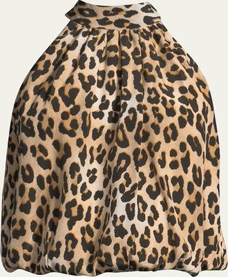 Alice & Olivia Maris Halter Tie-Neck Gathered Top