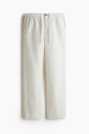H&M Regular-fit linen-blend pants in White at Nordstrom, Size Xx-Large