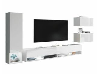 Mirjan24 Mobilier1 - Conjunto De Sal&oacute;n Sarasota 124, Blanco + Blanco Brillante