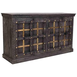 Wanderlust Deco Aparador De Madera Gris 180x46x96 Cm