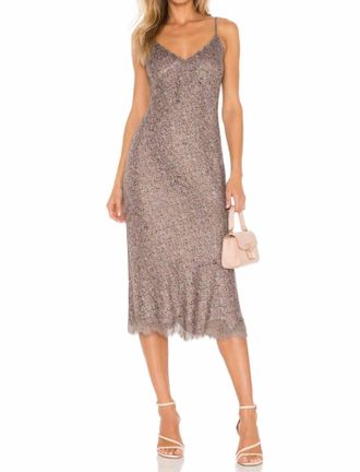 Gold Hawk Chloe Silk Printed Dress In Taupe Stained Glass Print