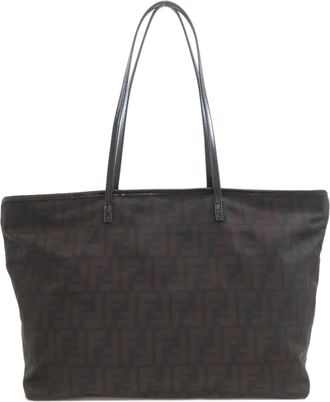 Fendi Zucca Black Brown Nylon Tote Bag (Pre-Owned)