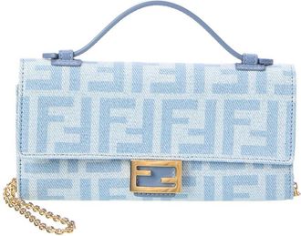 Fendi Fendi Baguette Denim Wallet On Chain