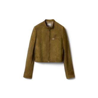 Miu Miu Waxed Suede Jacket, Woman, Green, Size 44