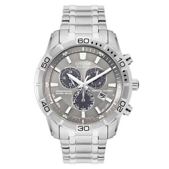 Citizen Eco Drive Perpetual Chronograph Quartz Grey Dial Mens Watch BL5450-54H