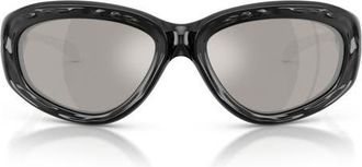 Diesel 63mm Oversize Mirrored Pillow Sunglasses in Black /Grey Mirror Silver at Nordstrom