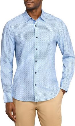 ConStruct Square Geo Woven Long Sleeve Basic in White/blue at Nordstrom, Size Xx-Large