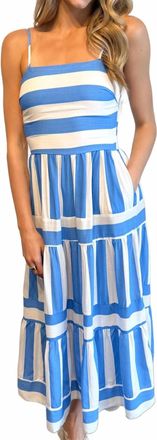 Olivaceous Lina Stripe Maxi Dress In Blue