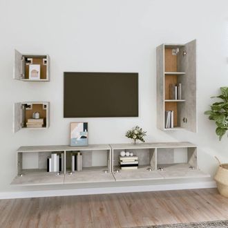 Berkfield Home Classic 5 Piece TV Cabinet Set Concrete Grey Engineered Wood