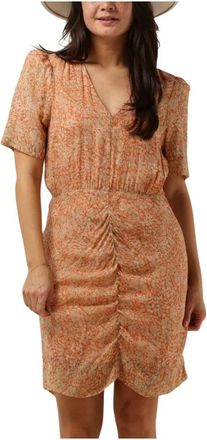 Second Female Mora Mini Jurk - Dames - Korte kleedjes - Oranje - L - Polyester - Kleedjes