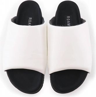 Roam Womens Leather Slider Sandal In White