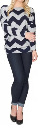 Papillon Chevron Print Sweatshirt In Navy