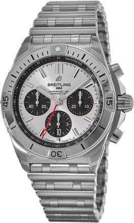 Breitling Chronomat B01 42 Automatic Chronograph Silver Dial Stainless Steel Mens Watch AB0134101G1A1