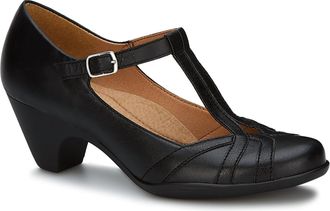 Andrea Womens Leather Pumps Buckle Closure Shoes In Black