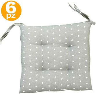 Trade Shop Trade Shop - 6 Fundas De Cojines Para Silla Con 2 Lazos Coj&iacute;n De Silla Acolchado Con Lazos