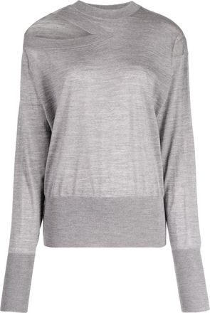 Stella McCartney fine-knit cut-out jumper - women - Wool - M - Grey