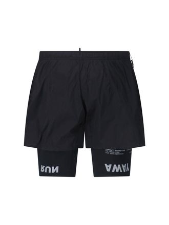 SATISFY Mens Double-Layer Technical Shorts Black Polyamide Elastane Jean