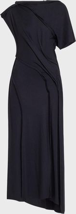 Jason Wu Asymmetric Draped Wool Jersey Maxi Dress