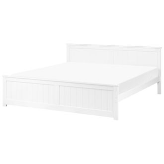 Beliani Cama Con Somier De Madera De Pino Mdf Minimalista Escandinavo 180 X 200 Cm Blanco Sabran