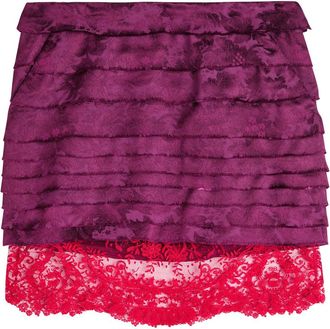 Saint Laurent Tiered Floral-jacquard Woven Mini Skirt - Purple - 38 (UK10 / S)