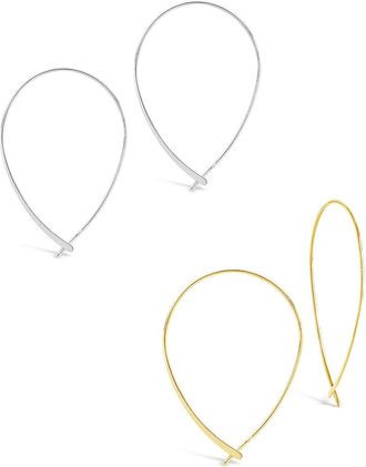 Sterling Forever Delicate Threader Hoop Earrings Set of 2