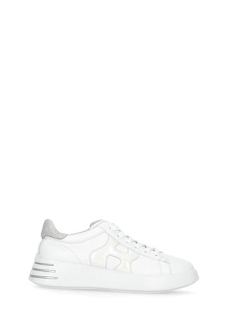 Hogan White Rebel Laminated Logo Sneakers