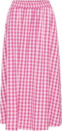 Ichi Ihkate Check Skirt - Dames - Midirokken - Roze - XS - Rokken