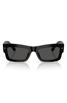 Jimmy Choo London 53mm Rectangular Sunglasses in Black /Dark Grey at Nordstrom