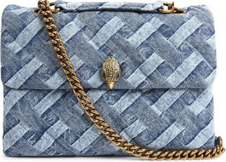 Kurt Geiger large Kensington Soft denim shoulder bag - women - Crystal/Denim/Brass/Fabric - One Size - Blue