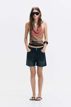 H&M Raw-edge Denim Shorts in Washed Black at Nordstrom, Size 10