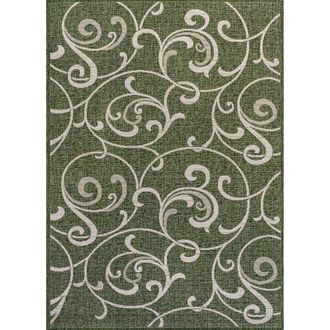 Jonathan Y Designs Maribel Traditional Classic All-Over Scroll Indoor/Outdoor Area Rug in Green/cream at Nordstrom, Size 2Ft 0In X 8Ft 0In