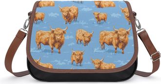 Generic Highland Cows Pattern Small Womens Crossbody Bags Shoulder Handbag with Adjustable Strap for Travel