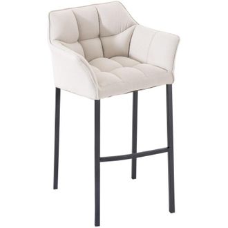 Clp Clp - Taburete De Bar Damaso En Tela & Con Base De 4 Patas Blanco Negro