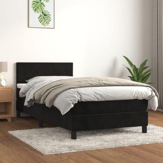 vidaXL Cama Box Spring Con Colch&oacute;n Terciopelo Negro 100x200 Cm Vidaxl