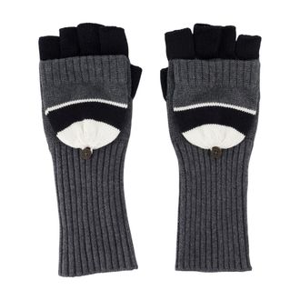 Charles Jeffrey Loverboy Unisex Two-Tone Ribbed Knit Gloves Gray Cotton
