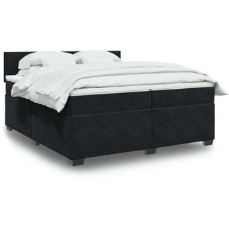 vidaXL Cama Box Spring Con Colch&oacute;n Terciopelo Negro 200x200 Cm