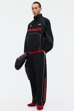 H&M Relaxed Fit Printed Track Pants in Black/honda at Nordstrom, Size Xx-Large