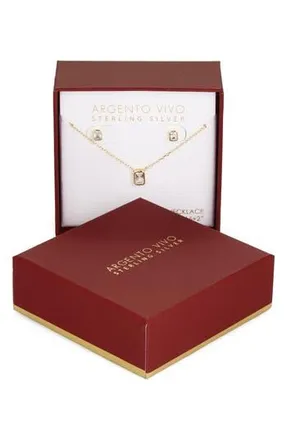 Argento Vivo Cubic Zirconia Pendant & Stud Earrings Set in Gold at Nordstrom Rack