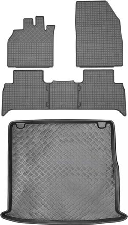 OEM Juego De Alfombrillas De Goma Para Coche Y Alfombrilla Para Maletero Para Renault Grand Scenic Iii Minivan (2009-2016)