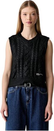 Karl Lagerfeld V-hals Gebreid Vest - Dames - Ronde hals truien - Zwart - S - Truien & Vesten