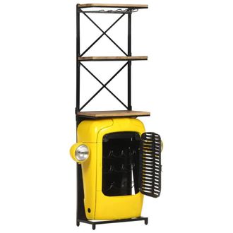 Berkfield Home Tractor Wine Cabinet Yellow 49x31x172 cm Solid Mango Wood | Size: 49 x 31 x 172 cm