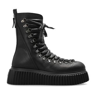 AGL Agl, Schoenen, Dames, Zwart, 38 1/2 EU, Leer, Dromo Platform Enkellaarzen