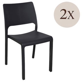 Dmora Dmora - Conjunto De 2 Sillas De Exterior Cereseto, Asiento De Jard&iacute;n, Para Interior Y Exterior, Apilable, Fabricado En Italia, 47x53 H82 Cm, Antracita