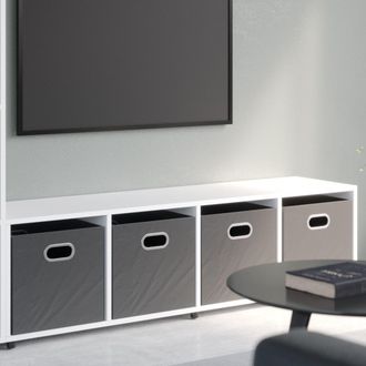 Vicco Separador De Ambientes Ludus, Blanco, 142.5 X 36.2 Cm Con 2 Cajas Plegables