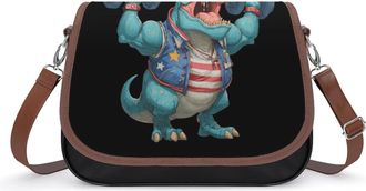 Generic Funny Weight Lifter Barbell Dinosaur Crossbody Bags for Women Shoulder Messenger Bag Purse Handbags