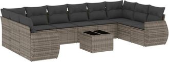 vidaXL Set De Sof&aacute;s De Jard&iacute;n 11 Pzas Y Cojines Rat&aacute;n Sint&eacute;tico Gris Vidaxl