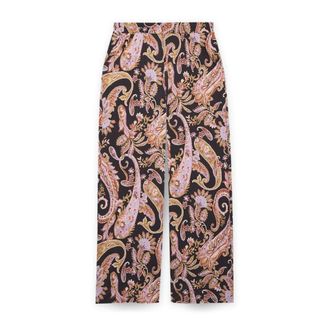 Fiorella Rubino Broeken, Dames, Veelkleurig, XS, Polyester, Wijde Pijpen Broek in Jersey met Bandana Print