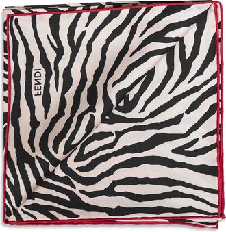 Fendi Womens Silk Scarf Tiger Animalier Multicolour Scarfs